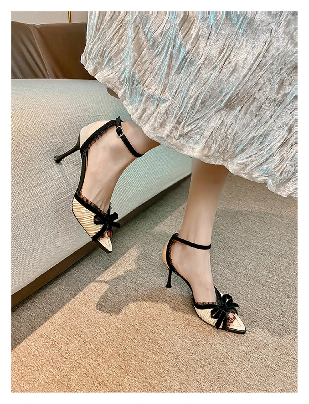Fancy Bow Pointed Toe Heel Sandals