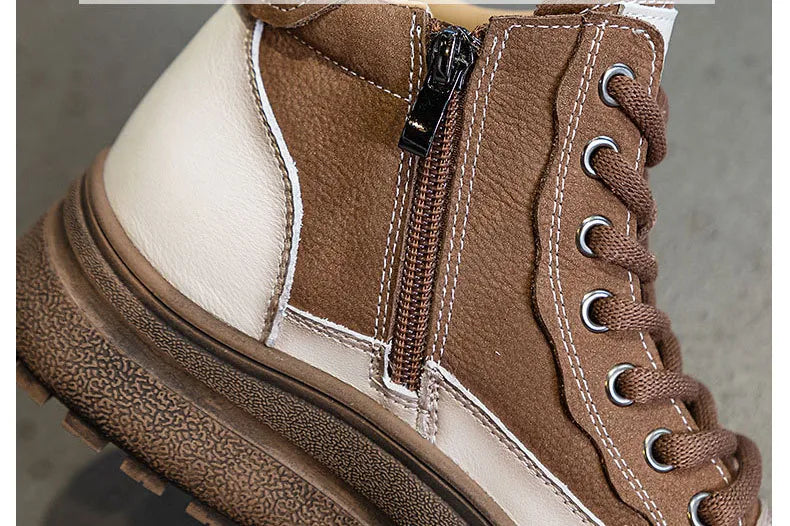 Mixed Color Motorcycle Wedge Booties