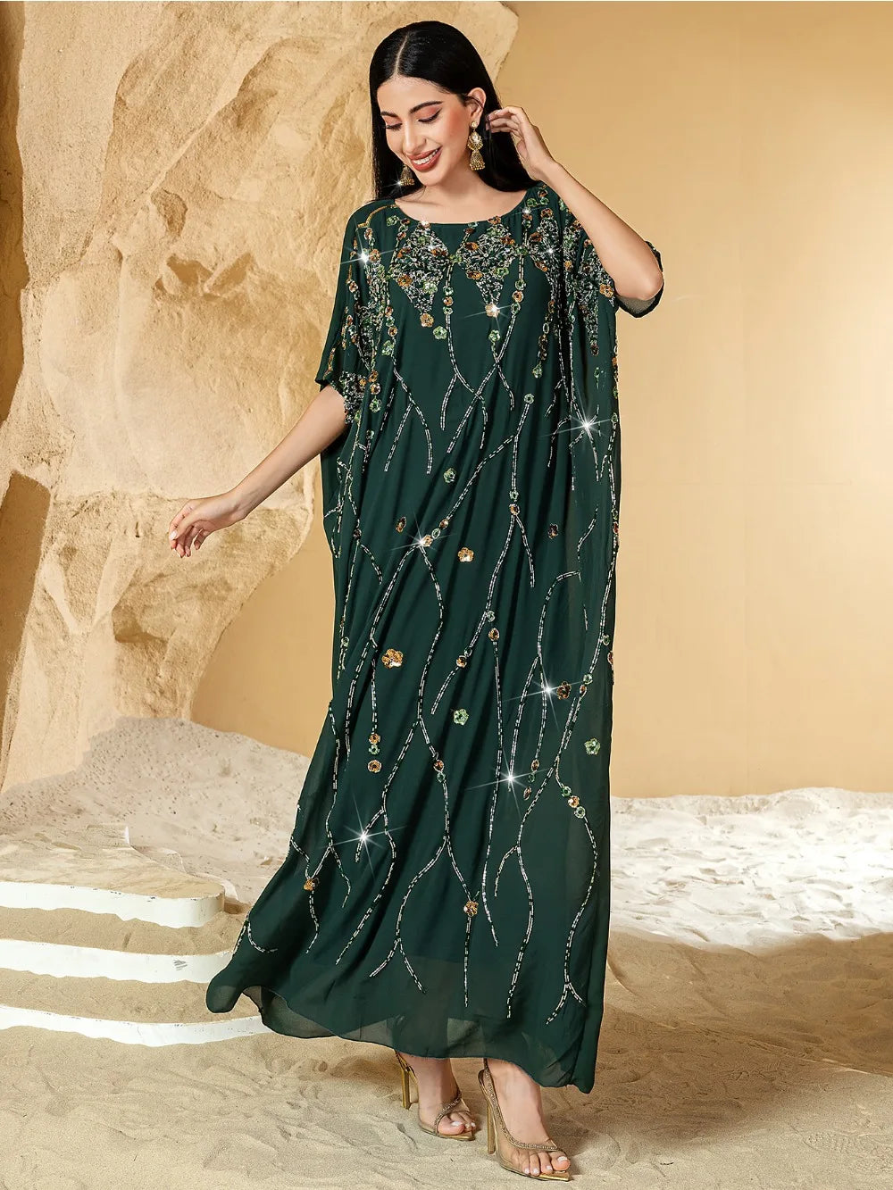 Arabic Sequin Caftan Dress