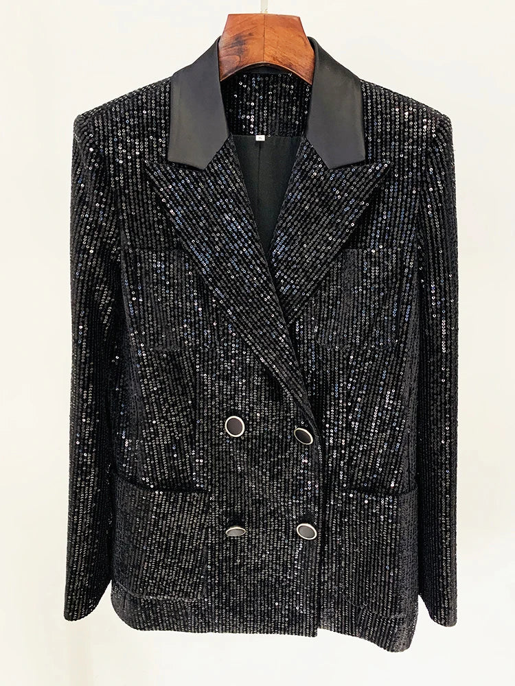 High Street Double Breasted Velvet Blazer