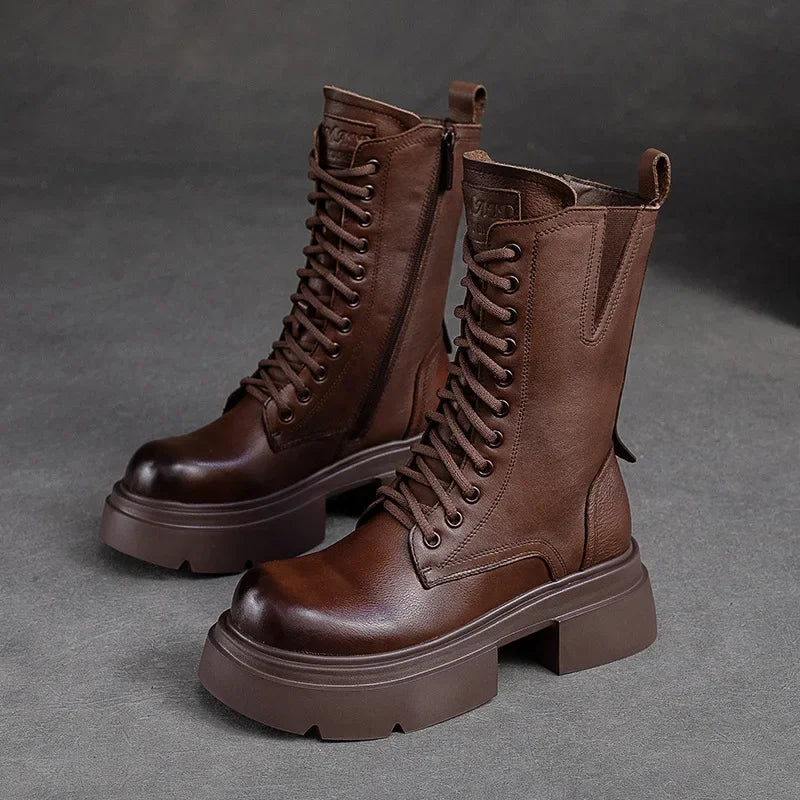 Ethnic Genuine Leather Ankle Boots