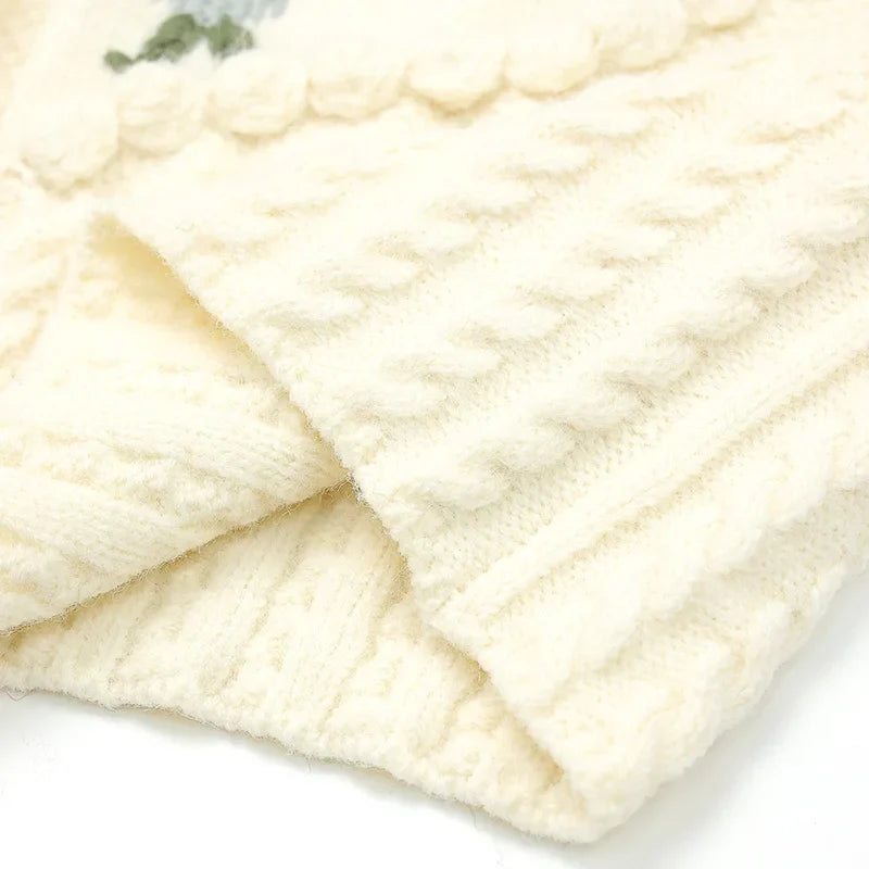 Flower Embroidery Cashmere Sweater