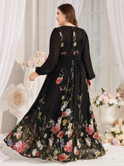Elegant Fit And Flare Black Maxi Dress