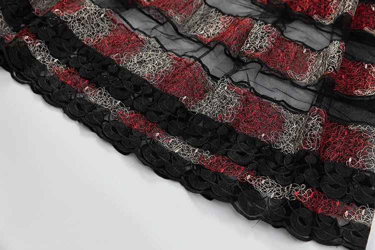 Temperament Embroidery Net Yarn Party Dress
