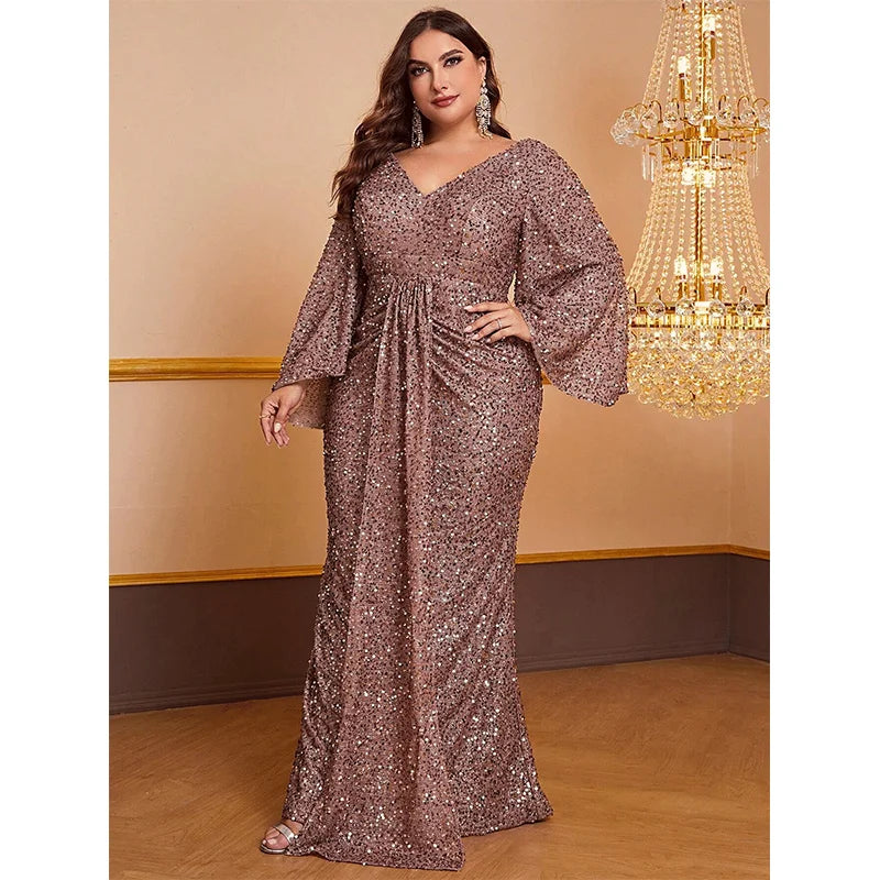 Shiny Sequin Plus Size Women's Party Dress