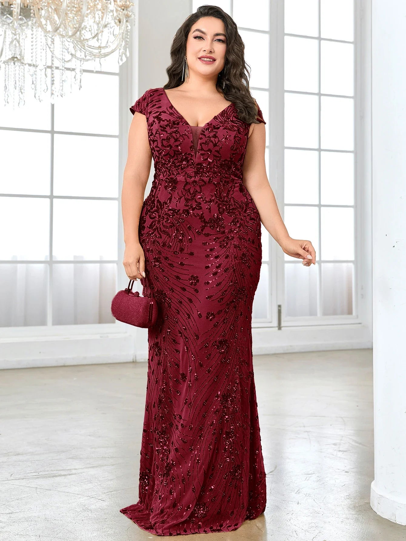 Sequins Fashion Plus Size Women's Party Dress