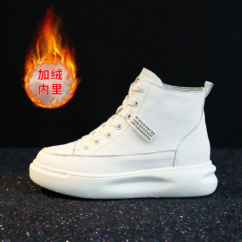 High-Top Leather Platform Sneakers