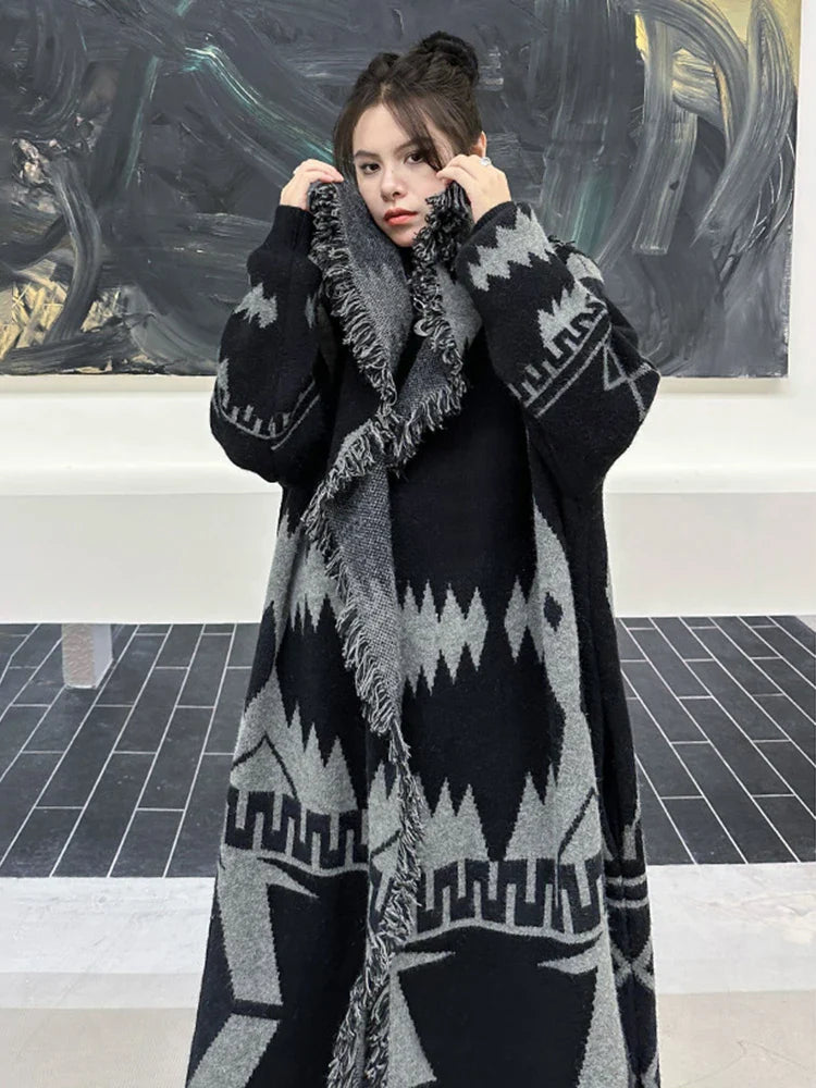 Loose Lapel Women's Long Sleeve Cardigan
