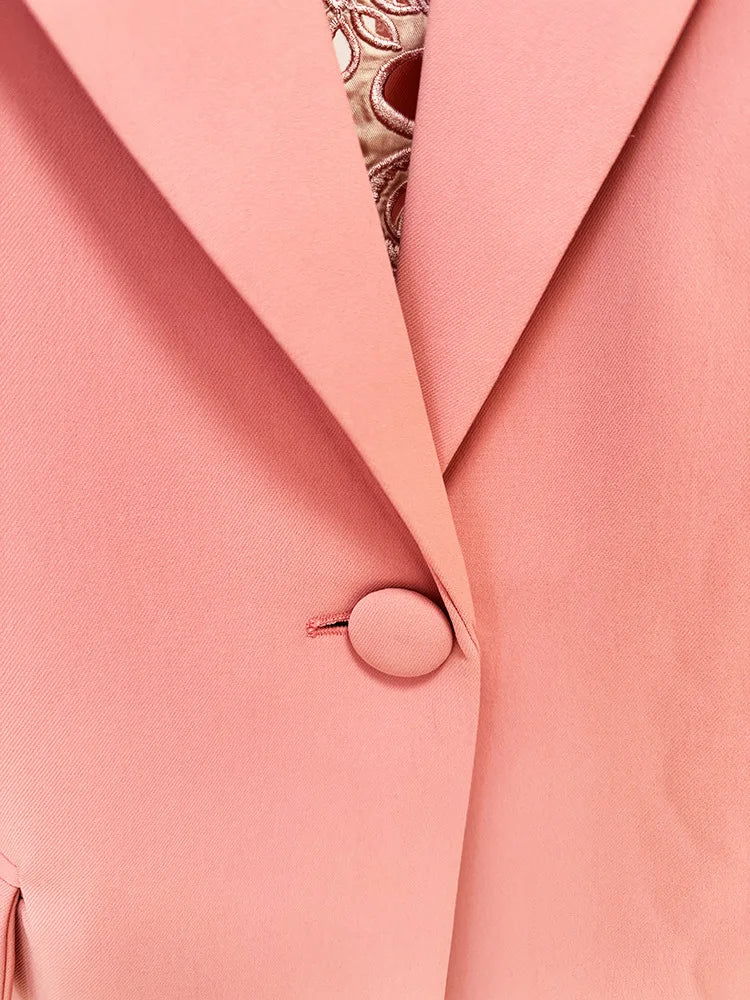 Hollow Out Embroidered Pantsuit