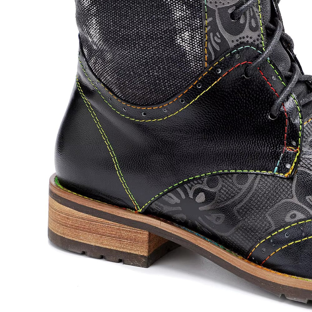 Denim Print Ankle Boots