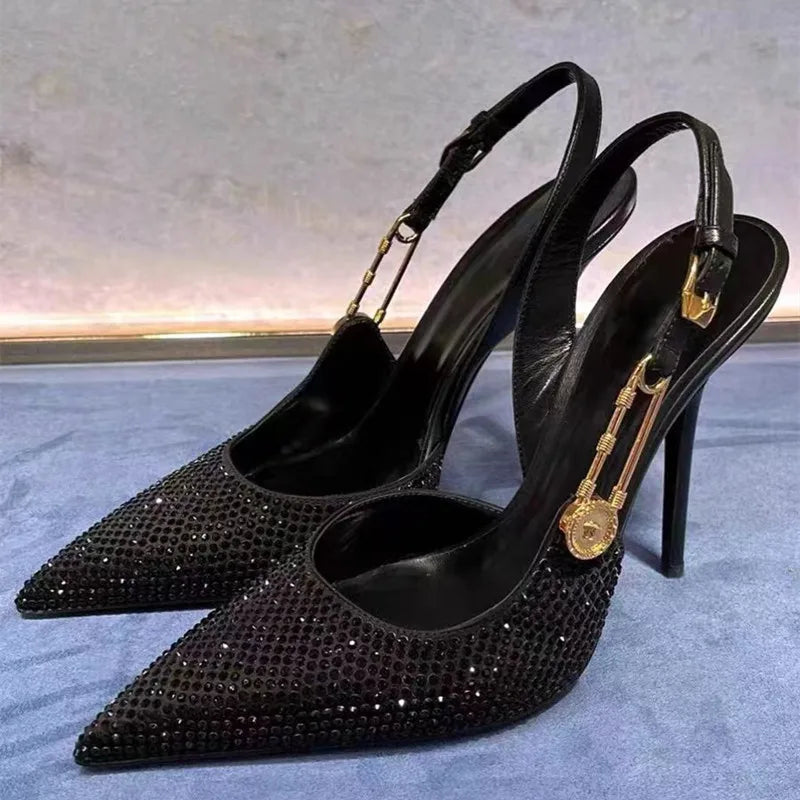 Luxury Rhinestone Buckle Pumps