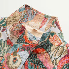 Vibrant Peacock Print Short Jacket