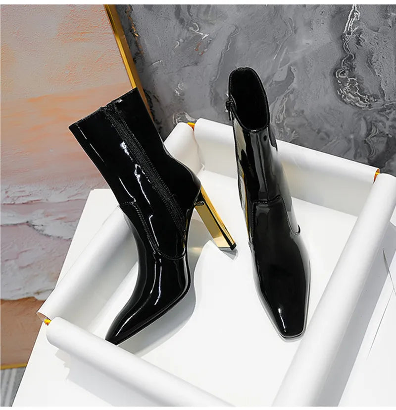Elegant Metal Square Toe Chelsea Boots