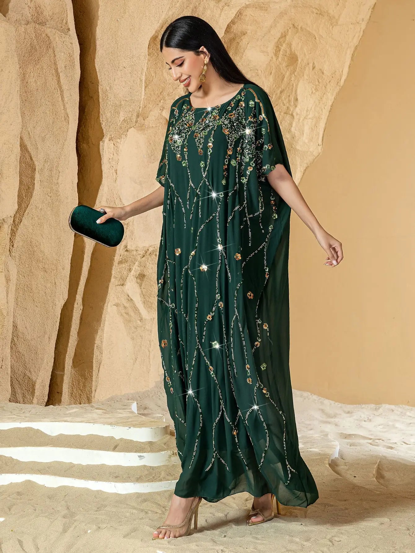 Arabic Sequin Caftan Dress