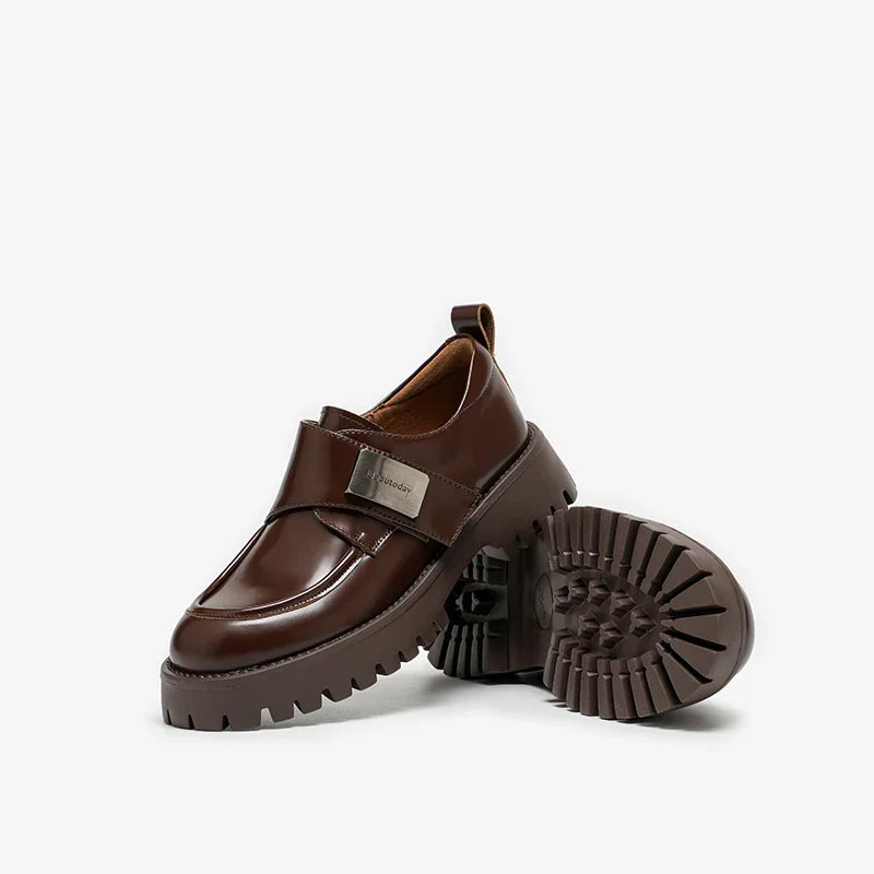 Refined Leather Women Flats Derby Shoes