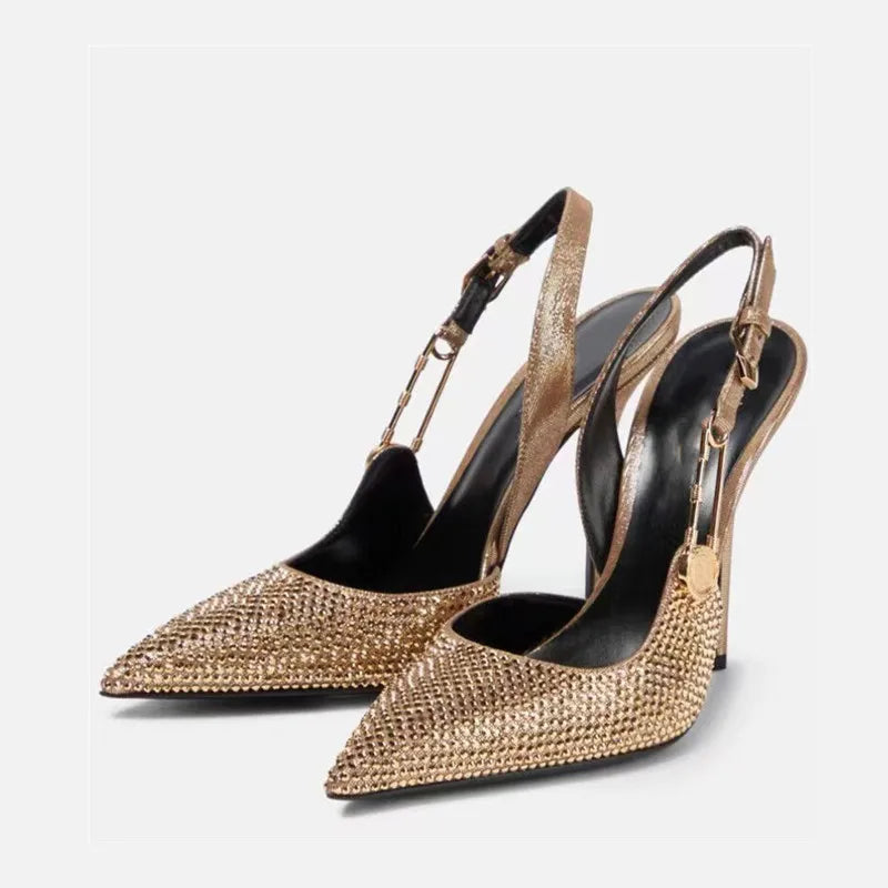 Luxury Rhinestone Buckle Pumps