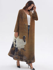 Vintage Pleated Women's Long Cardigan