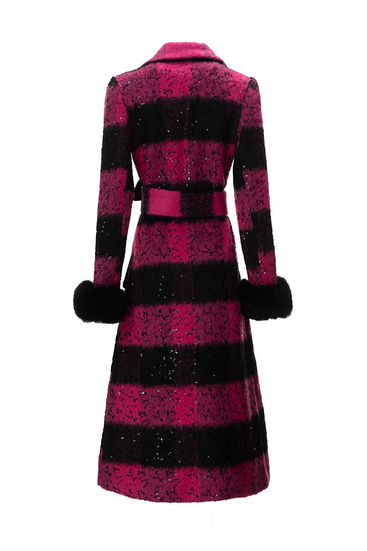 Lapel Striped Overcoat