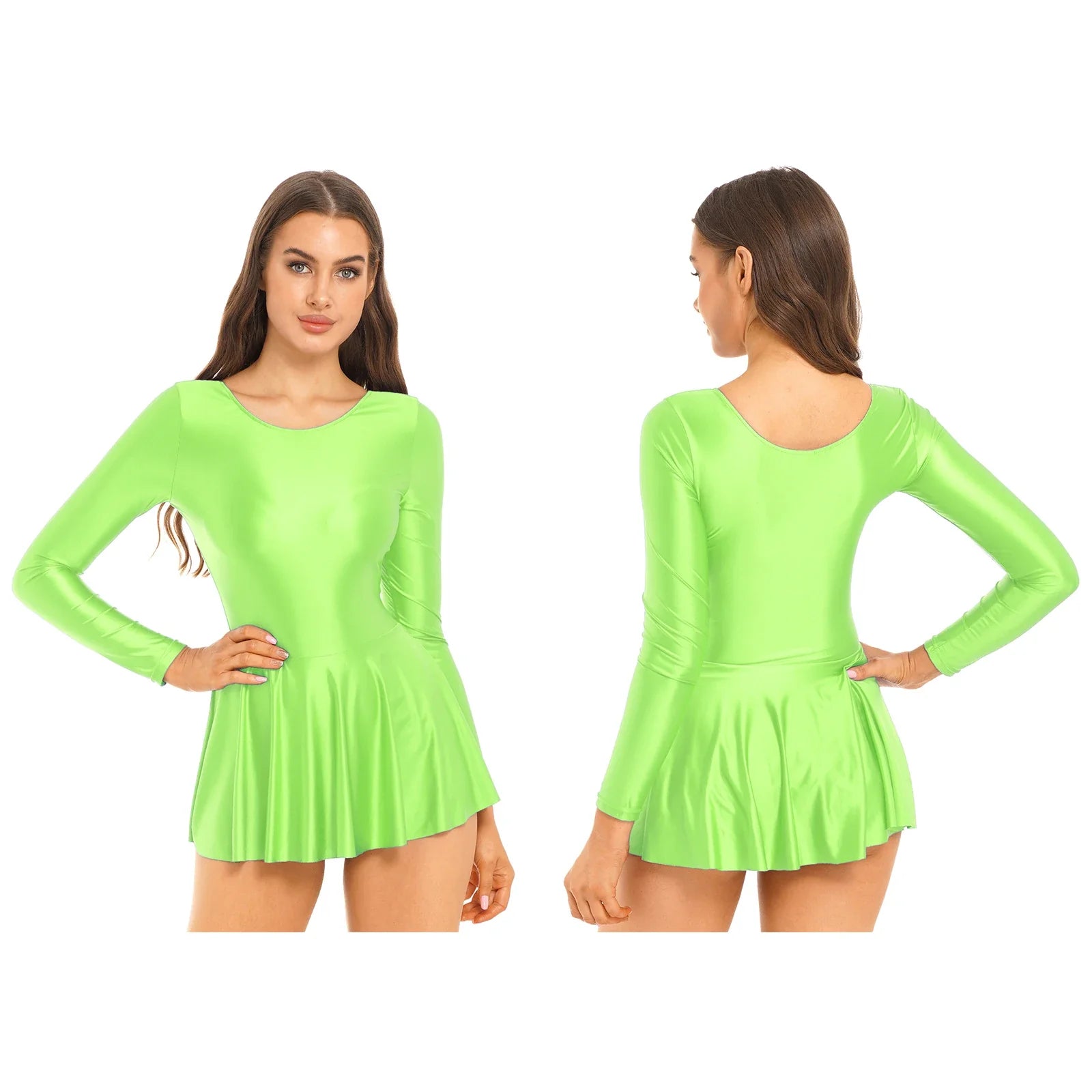 Sleek Shiny Leotard Dress
