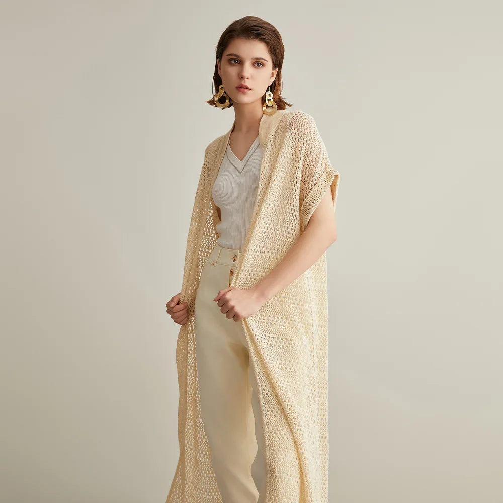 Long Silk Knitted Excellent Cardigan