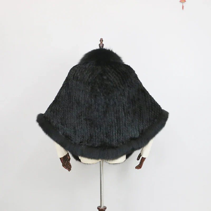 Stylish Knitted Warm Fur Cape