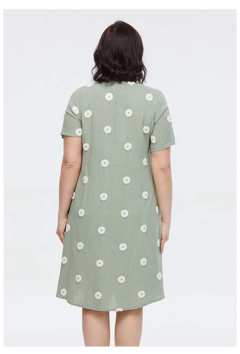 Polka Dot Embroidered Plus Size Women's Dress