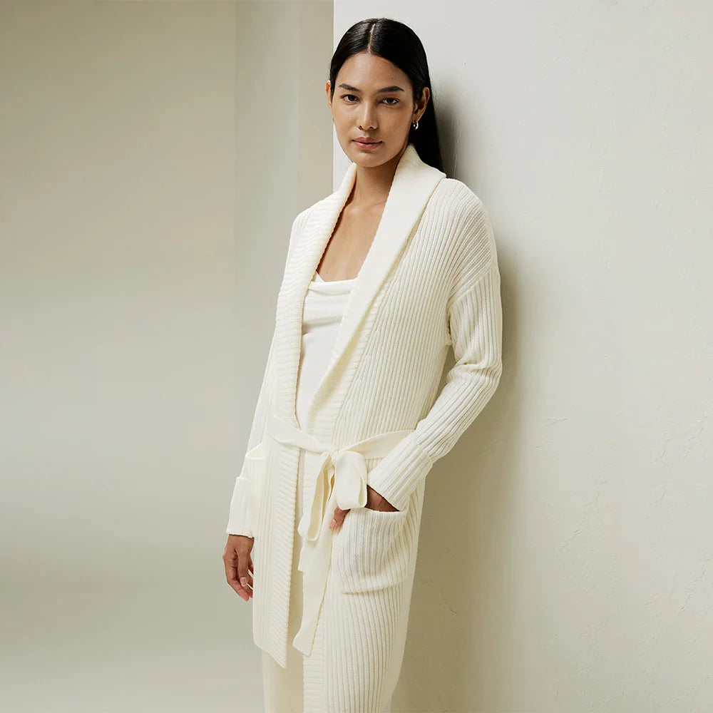 Shawl Collar Lace-up Cardigan