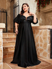Line Neck Plus Size Prom Party Dress