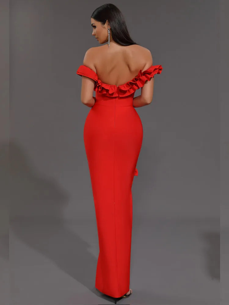 Ruffles Off-Shoulder Party Dress