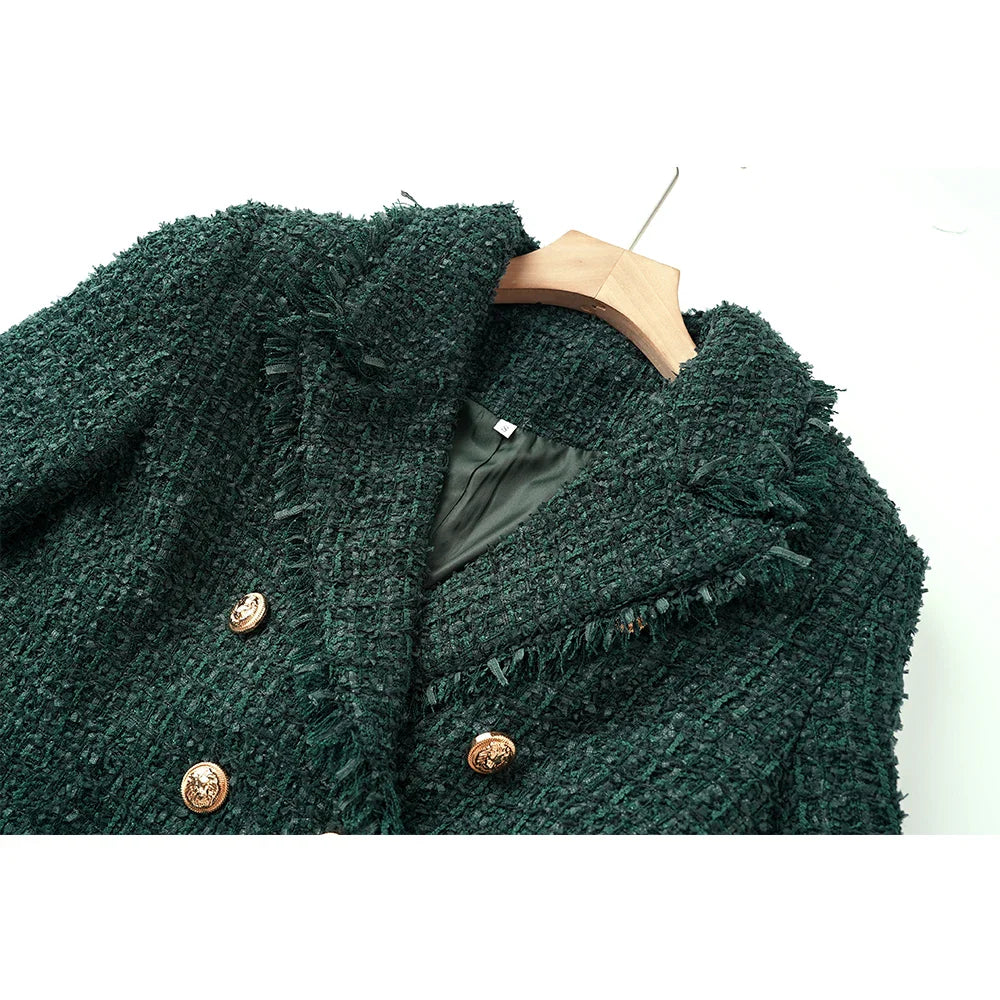 Tassel Woolen Tweed Slim Blazer