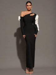 One Shoulder Flower Maxi Dress