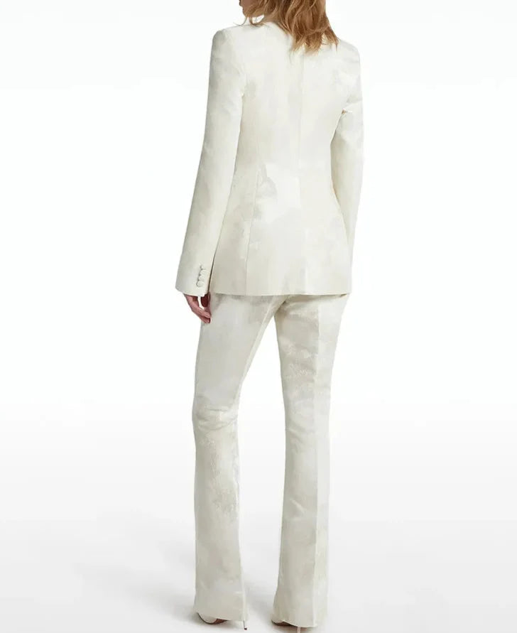 White Double Breasted Business Blazer Suits