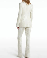 White Double Breasted Business Blazer Suits