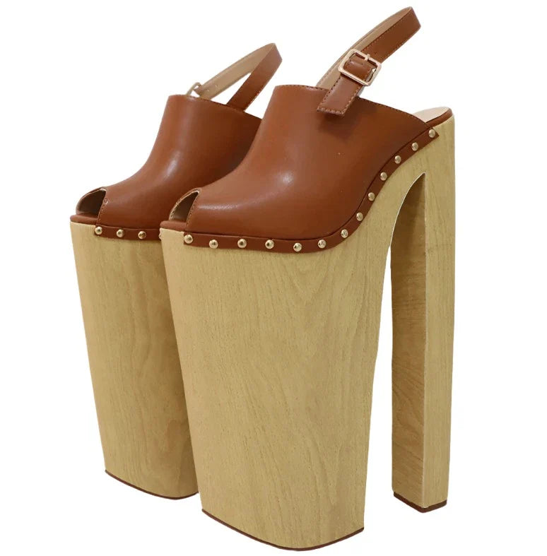 Chunky Sling Back Platform Shoes