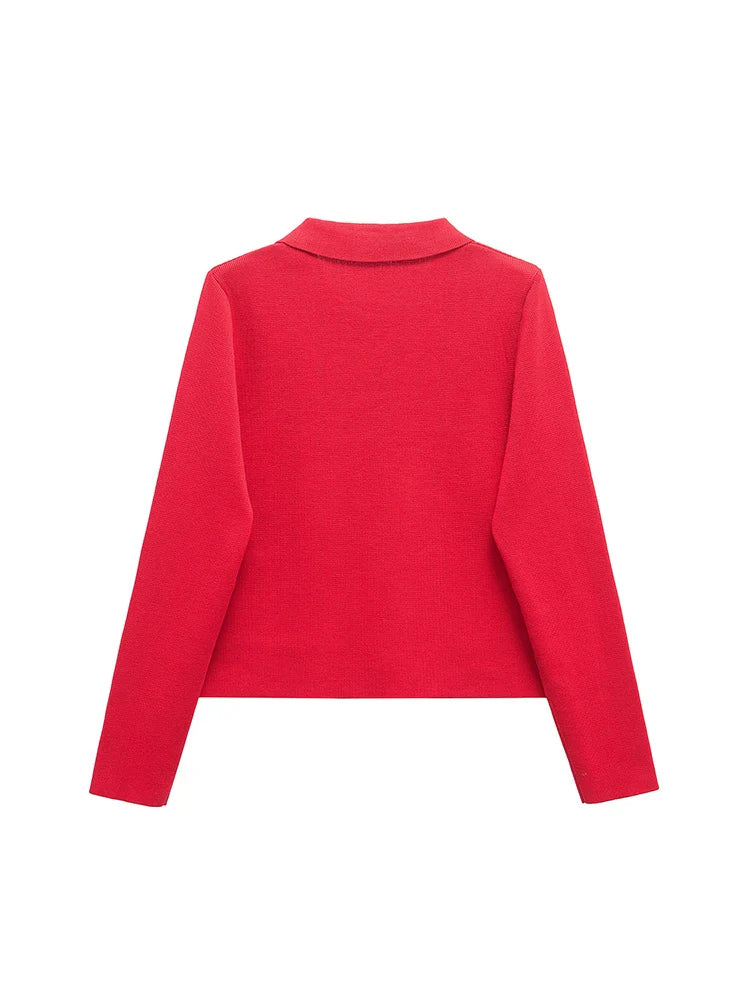 Elegant Lapel Knitted Warm Cardigan