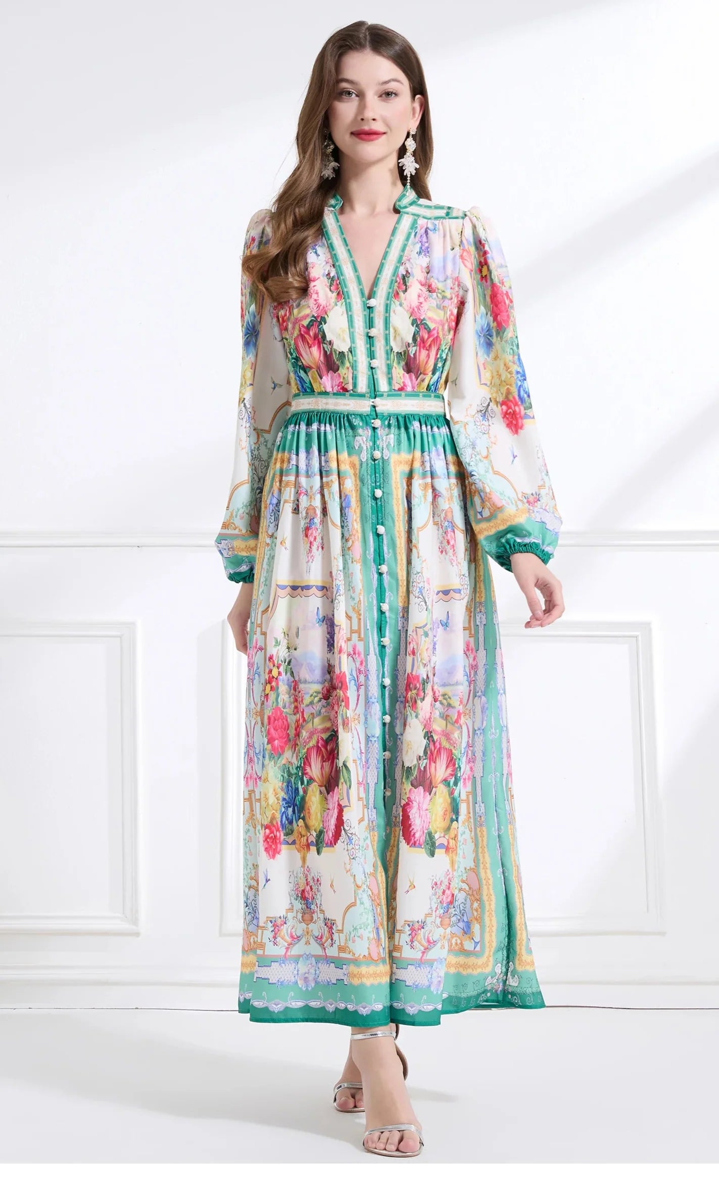 Single-breasted Boho Maxi Dress