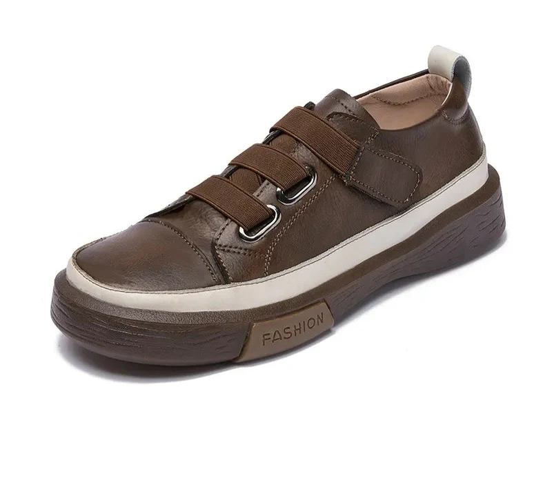 Classic Genuine Leather Flat Sneakers