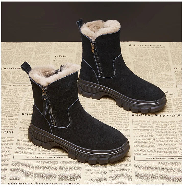 Soft Fur-Lined Wedge Snow Boots