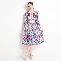 Classy Turn-down Collar Midi Dress