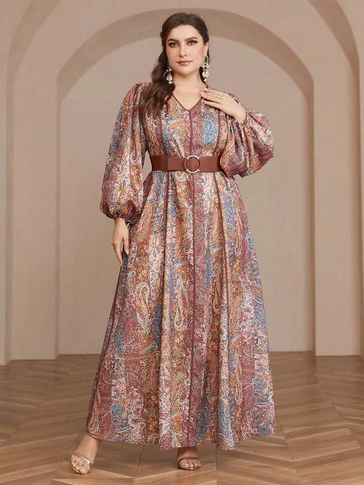 Bohemian Belted Plus Size Maxi Dress