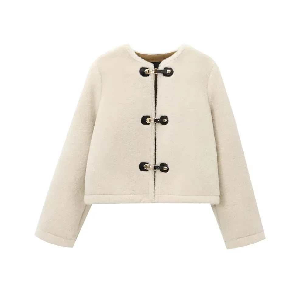 Classy Front Toggle Fur Coat