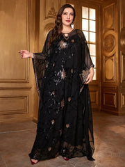 Luxury Batwing Sleeve Evening Dress