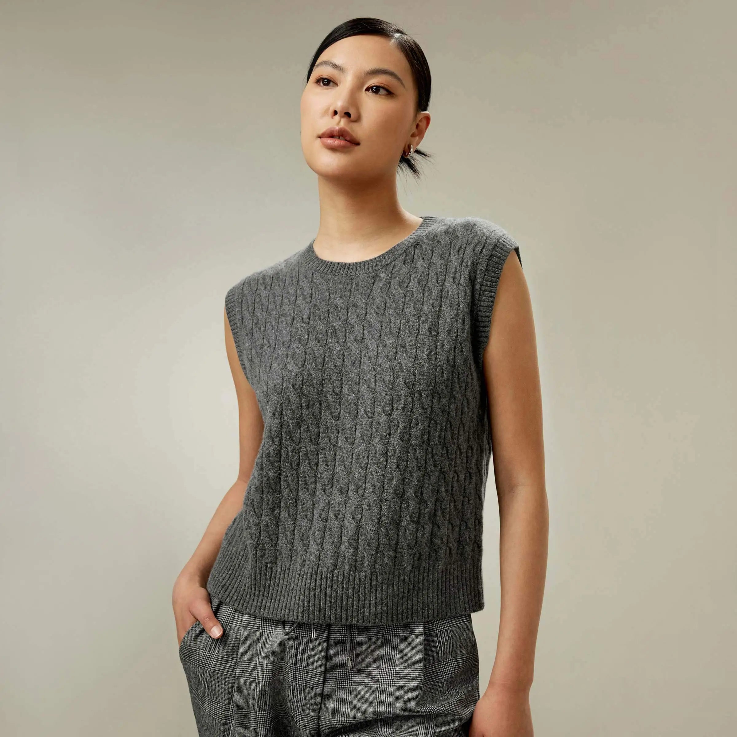 Round Neck Casual Cashmere Vest