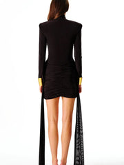 Bandage Zipper High Waist Evening Dress