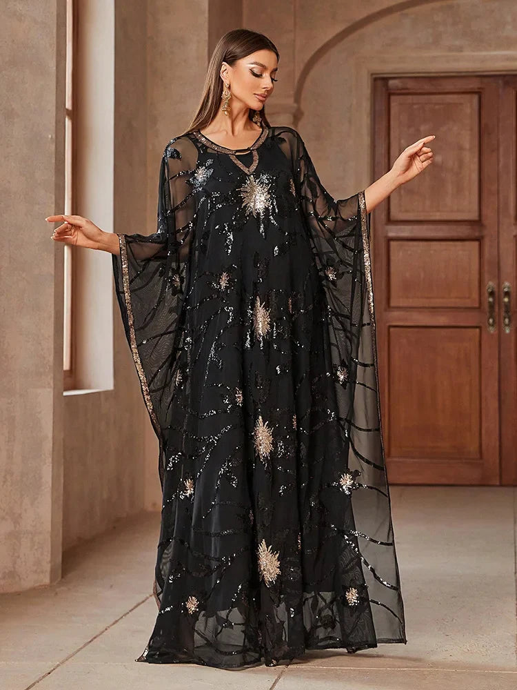 Mesh Round Neck Sequin Dress