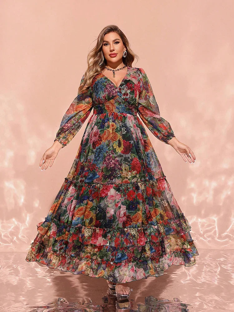 Glamorous Floral V-Neck Maxi Dress
