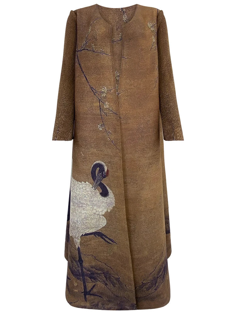 Vintage Pleated Women's Long Cardigan