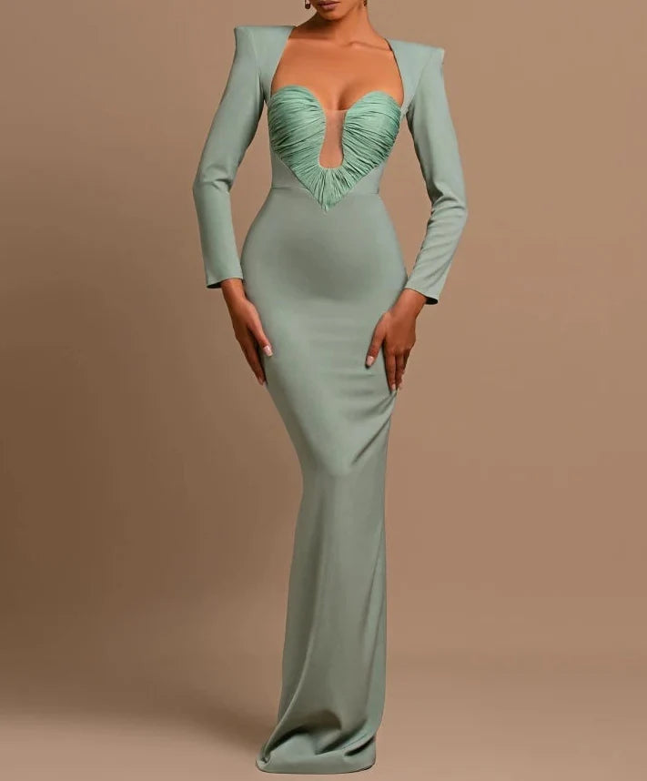 Folds Low Cut Maxi Dress