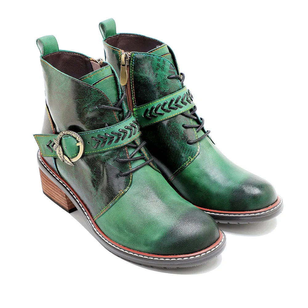 Ethnic Leather Ankle Boots