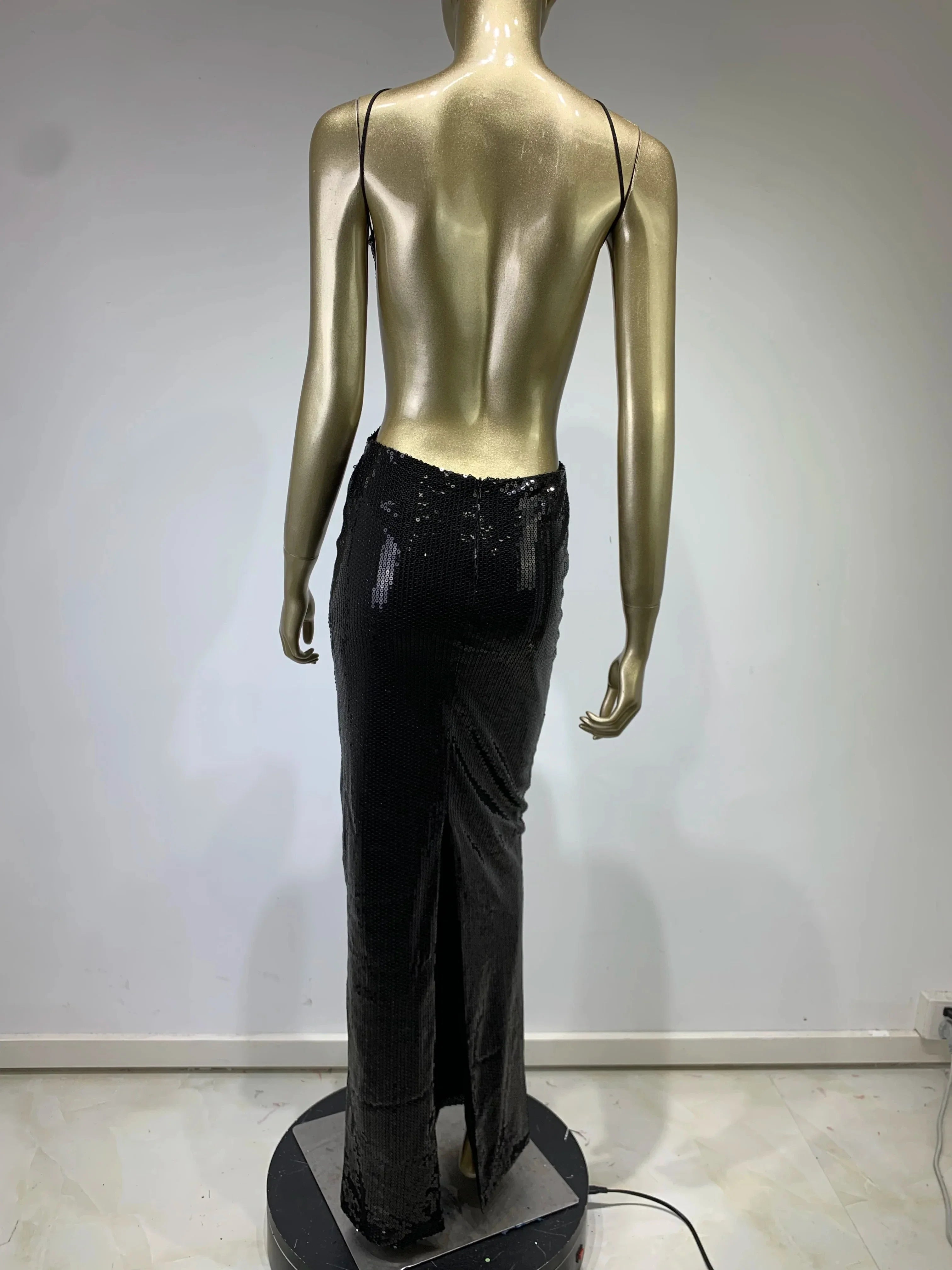 Elegant Mesh Sequins Maxi Dress